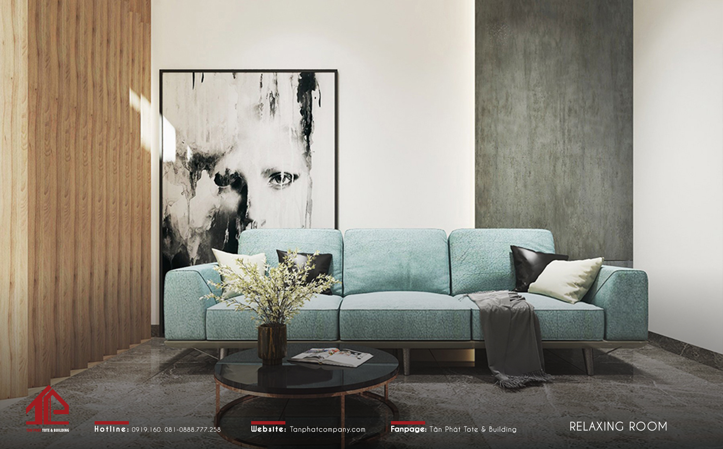 Nổi bật ở phòng relax là bộ ghế sofa màu xanh dịu nhẹ, êm ái tạo cảm giác thư giãn tuyệt vời