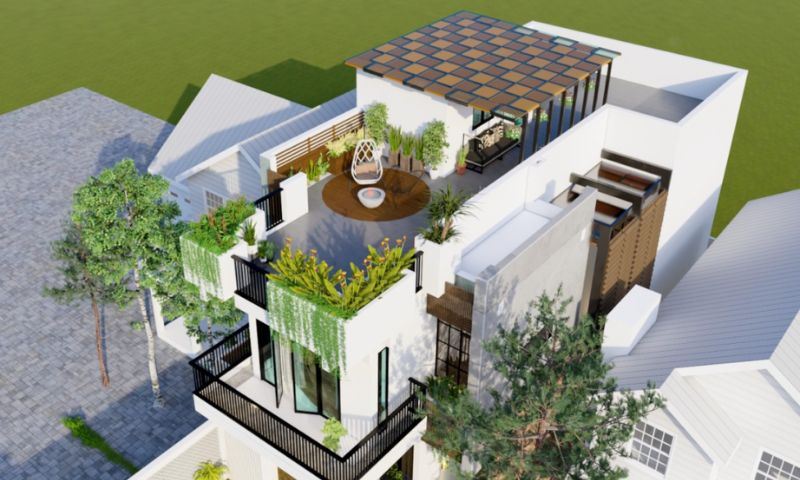 Tầng tum nằm ở vị trí trên cùng của ngôi nhà