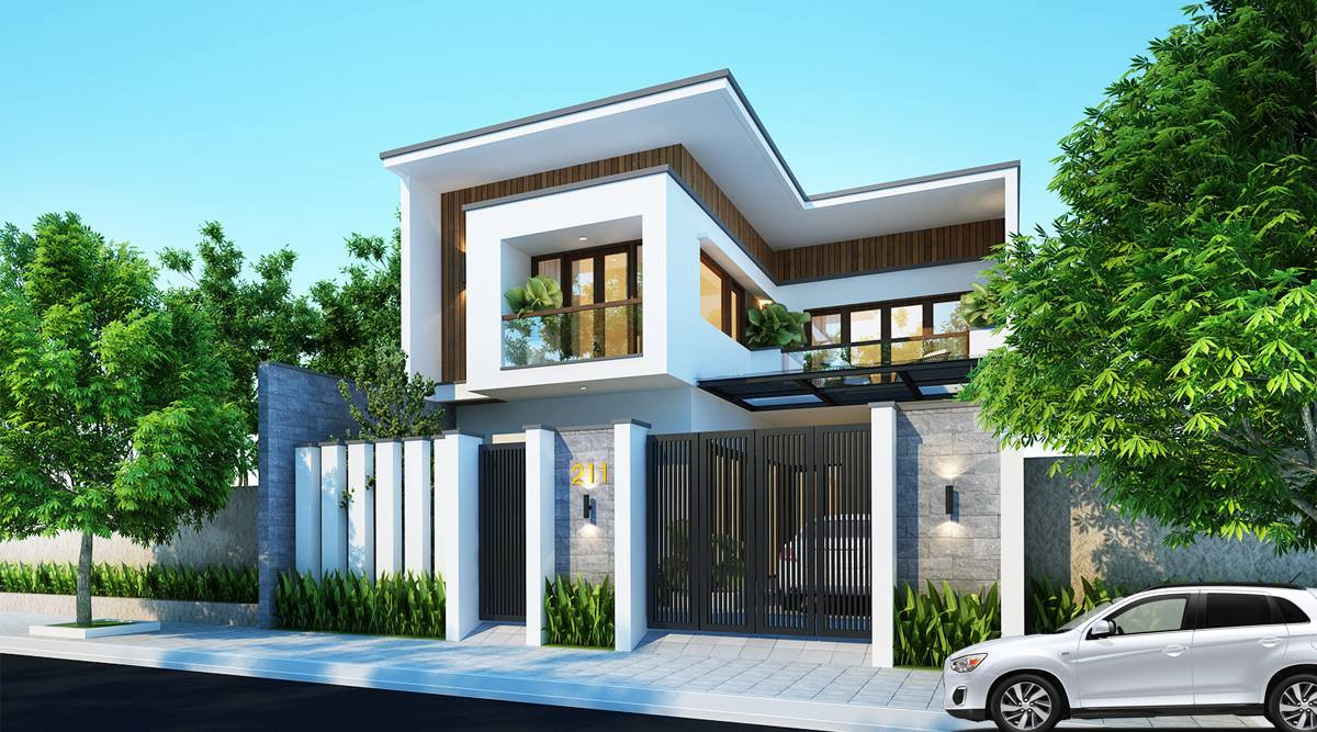 Nhà chữ L thường có kiểu dáng đơn giản với các nét thẳng