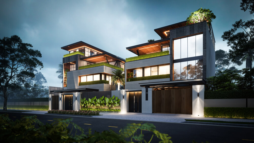 Biệt thự song lập 3 tầng hiện đại