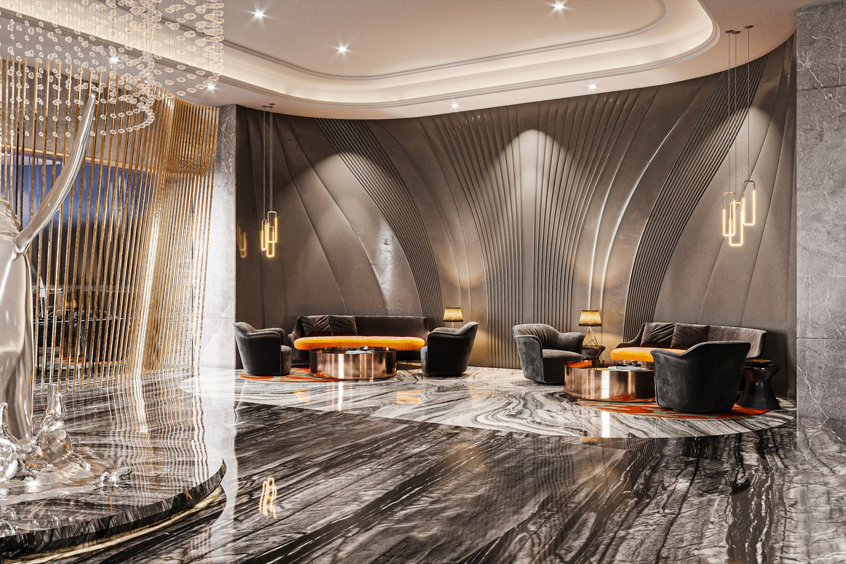 Một góc sảnh chờ khách sạn phong cách Luxury 