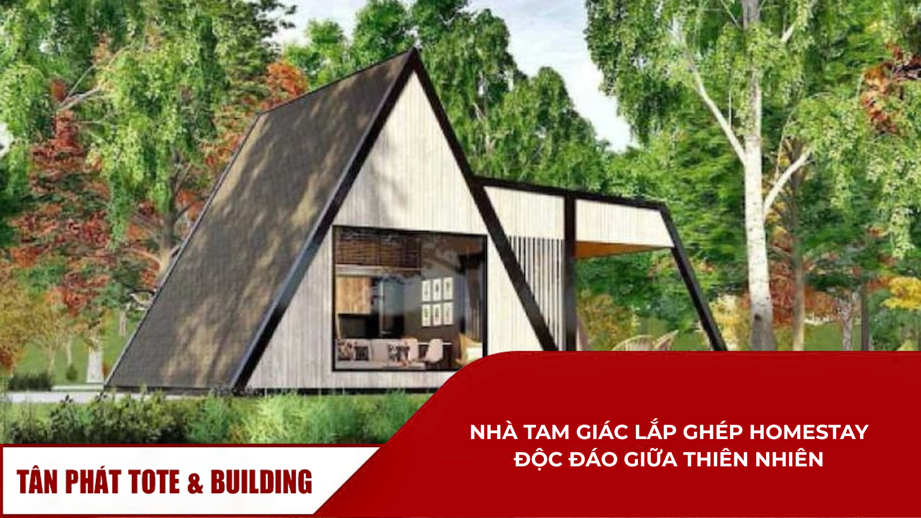 Nhà tam giác lắp ghép homestay mái chữ A giữa thiên nhiên