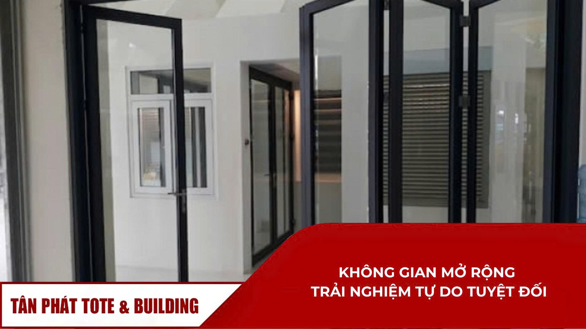 Cửa sổ trượt quay toàn cảnh với hệ kính lớn thu gọn linh hoạt