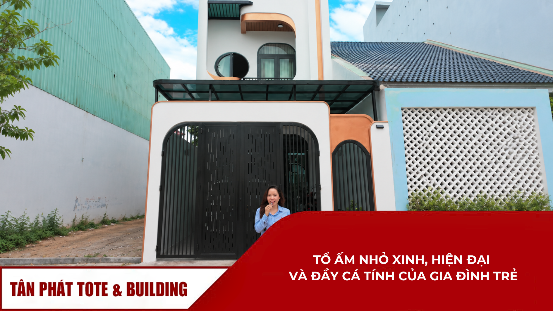 Thi công nhà phố 2 tầng nhà chị Thủy gần hoàn thiện với mặt tiền hiện đại