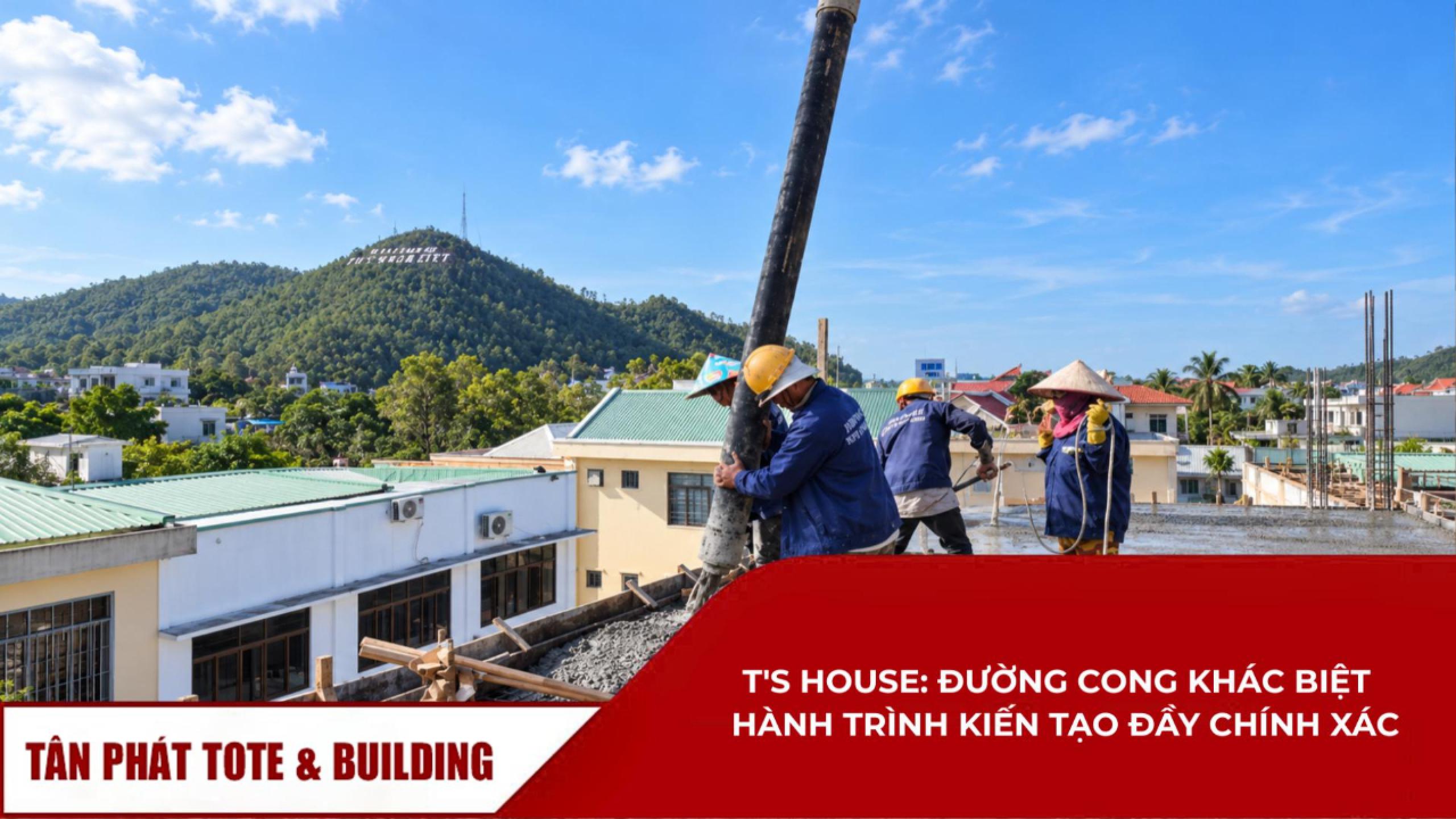 Quá trình thi công nhà phố 4 tầng lô góc bo cong T's House - Đổ bê tông sàn mái